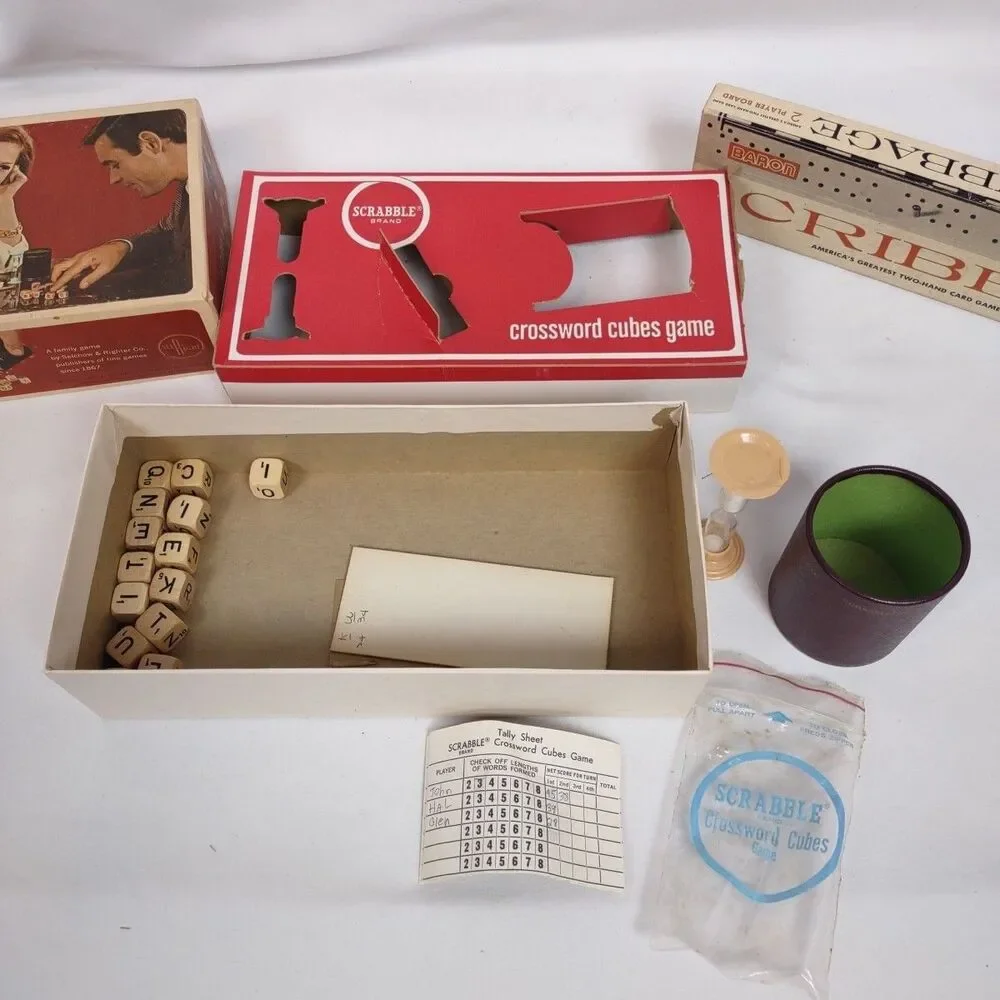 Scrabble Crossword Cubes Game - Wooden Letters - Complete - Vintage 1964